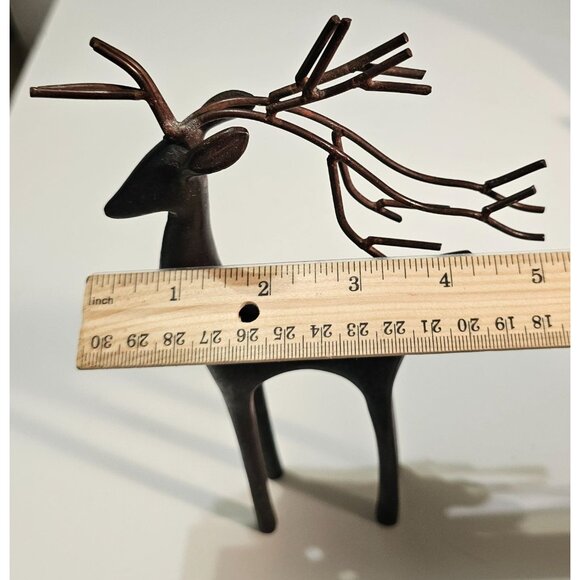 Metal Abstract Deer/Reindeer Brown Bronze Color Figure Statue 8 1/2" x 5 1/2" - Picture 7 of 11